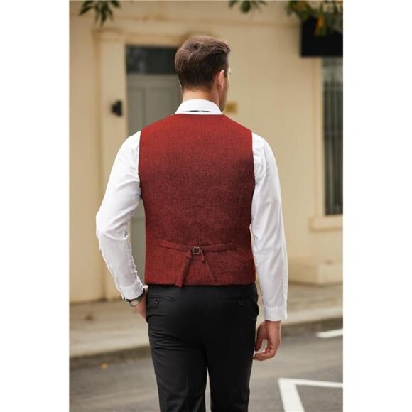 Men's Casual Business Vests Lightweight Waistcoat Slim Fit Suit Vest - Picture 6 of 6